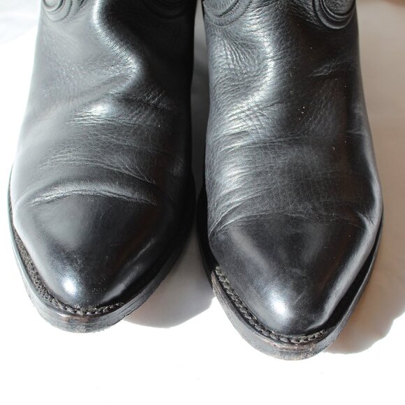 Lucchese Black Leather Boots Size 8D - Picture 2 of 16